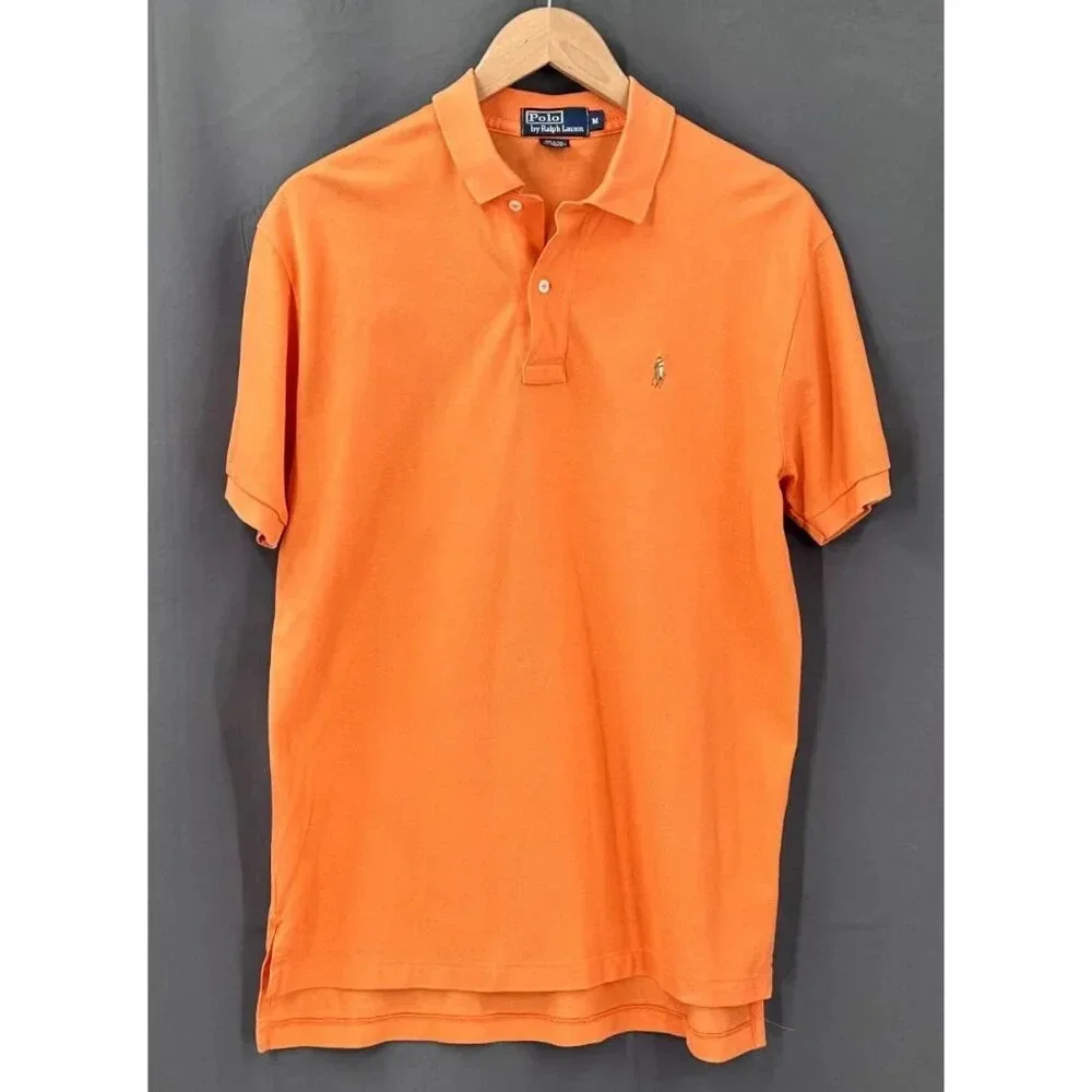 Polo Ralph Lauren Polo Mens Medium M Orange Short Sleeve Shirt‎ Embroidered Pony